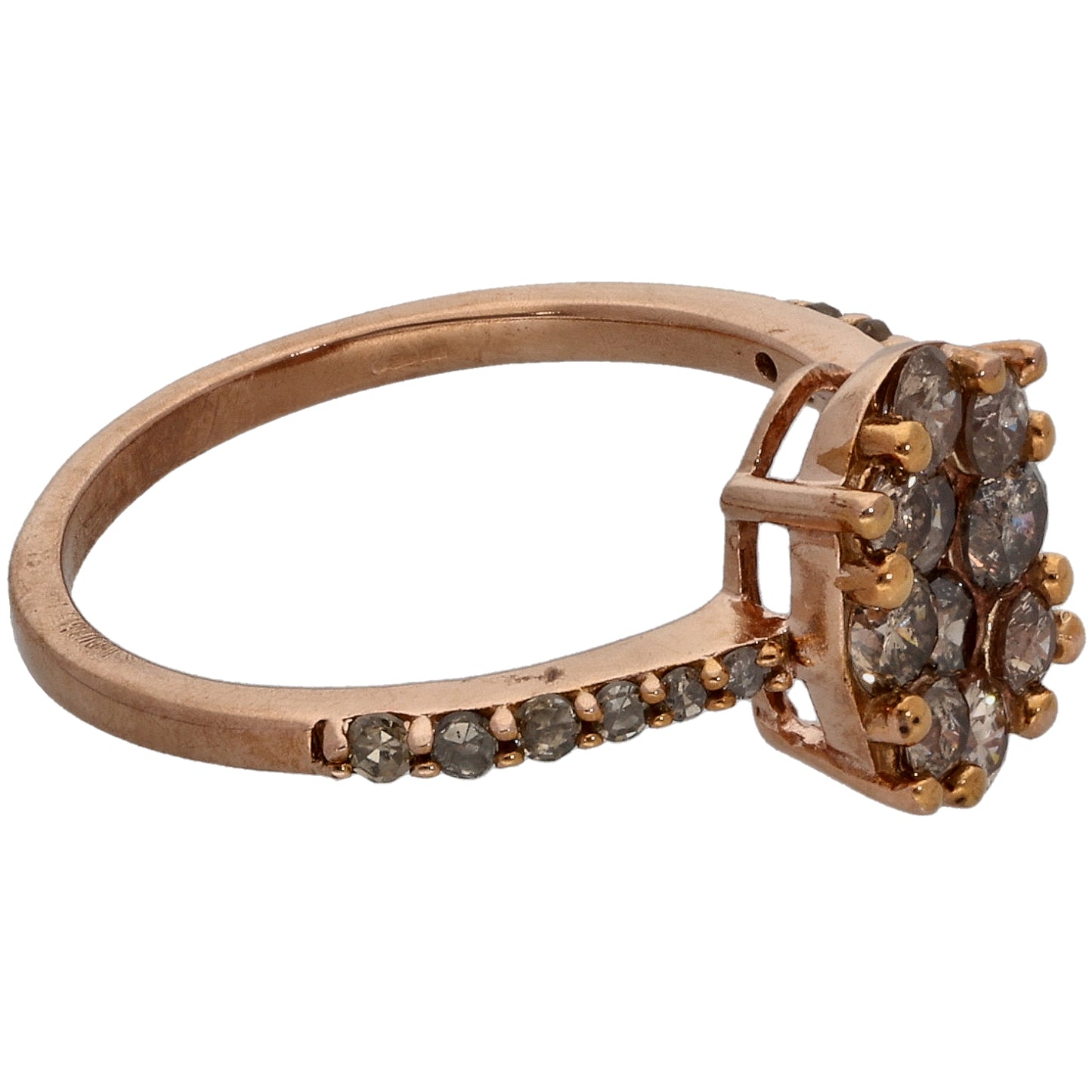 9ct Rose Gold 0.74ct Diamond Cluster Ring Size M
