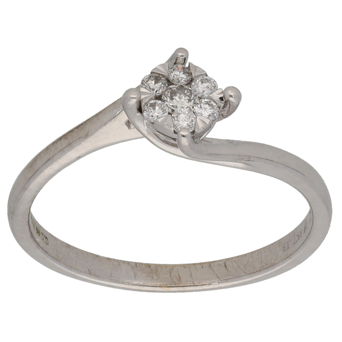 9ct White Gold 0.13ct Diamond Cluster Ring Size M