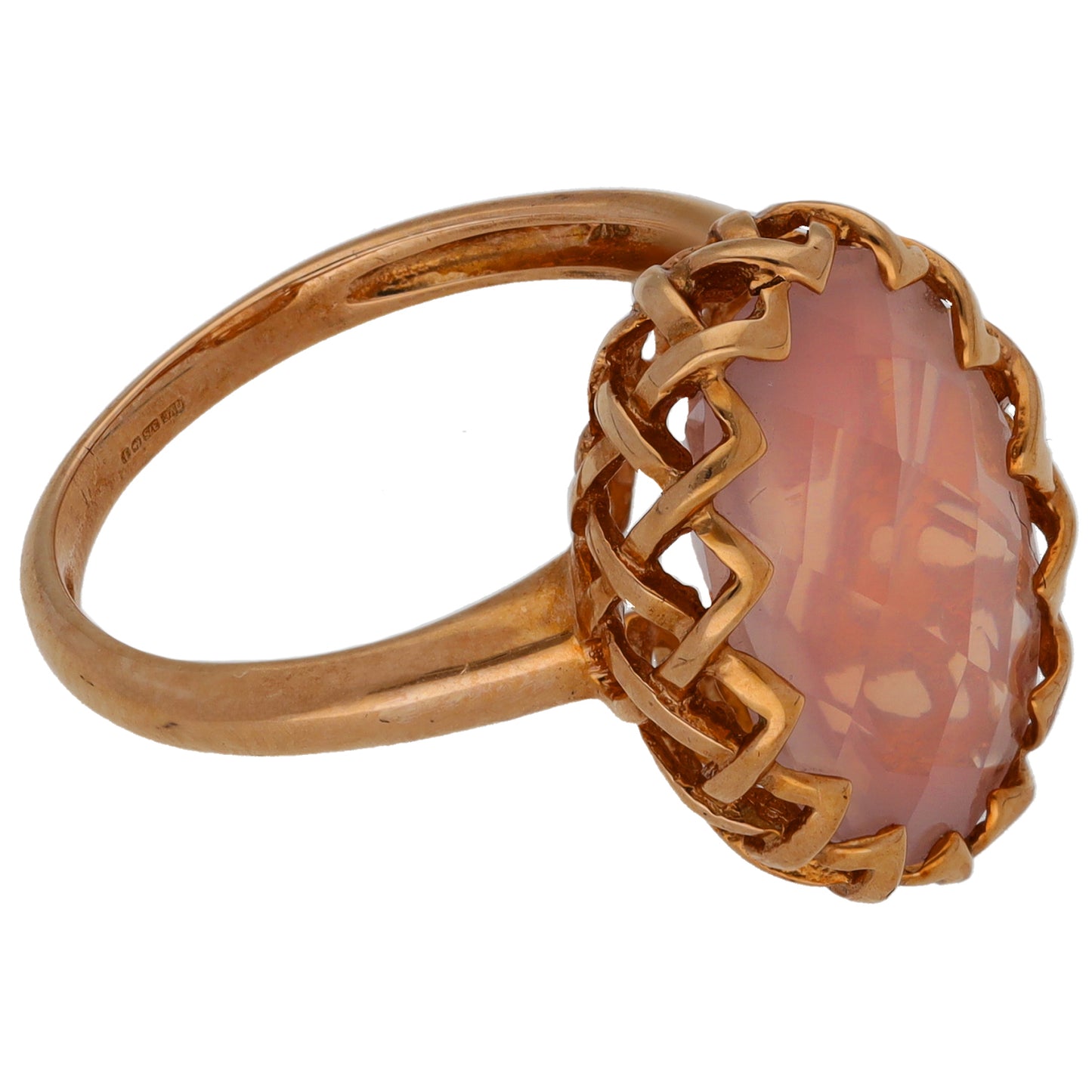 9ct Gold Quartz Single Stone Ring Size O