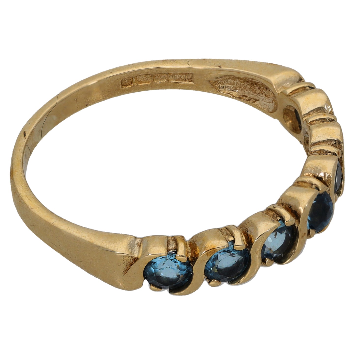 9ct Gold Topaz Half Eternity Ring Size N