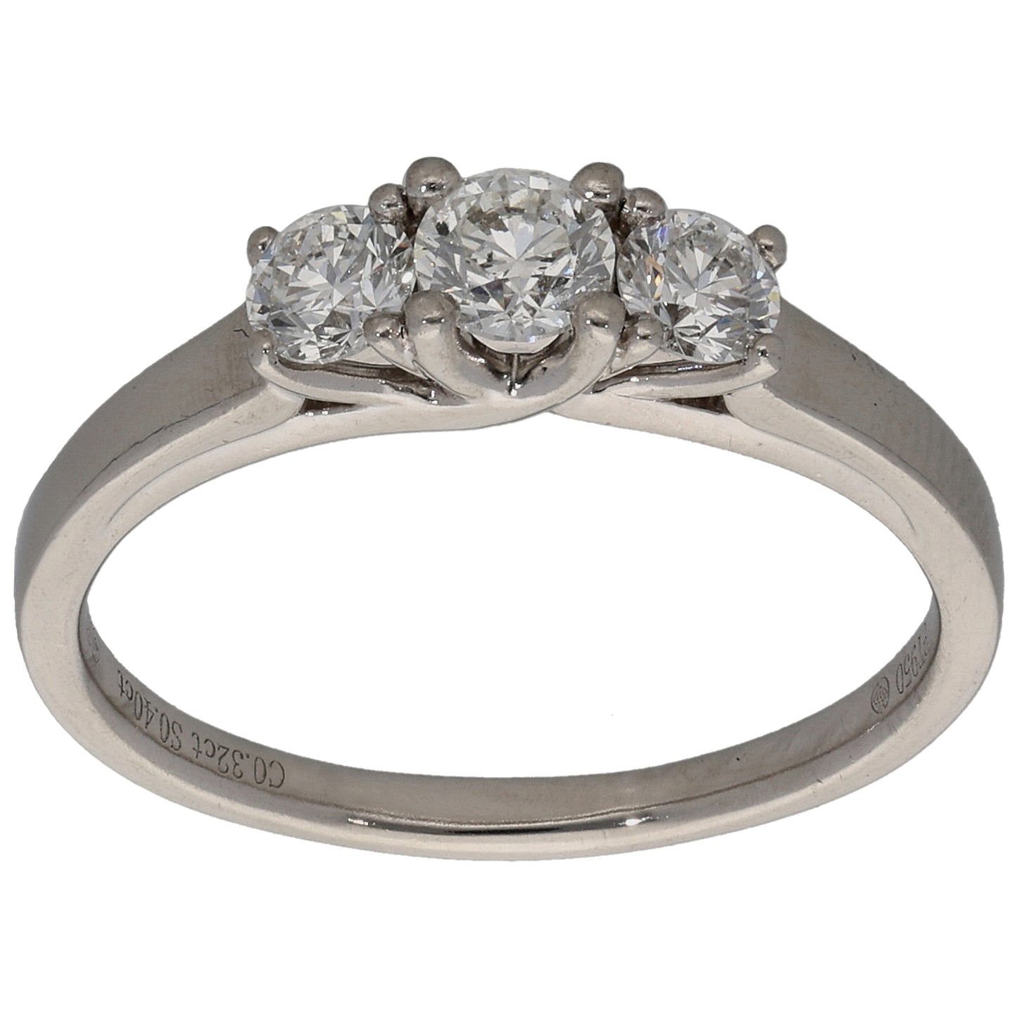 Platinum 0.72ct Diamond Trilogy Ring Size O