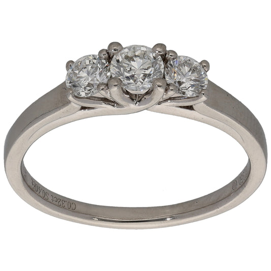 Platinum 0.72ct Diamond Trilogy Ring Size O