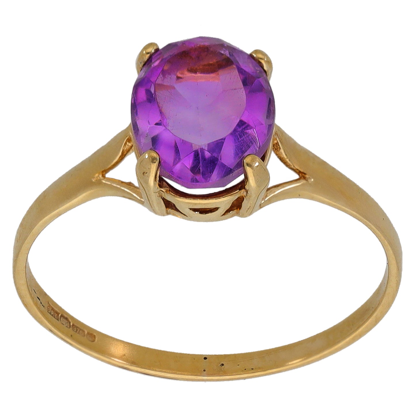 9ct Gold Amethyst Single Stone Ring Size R