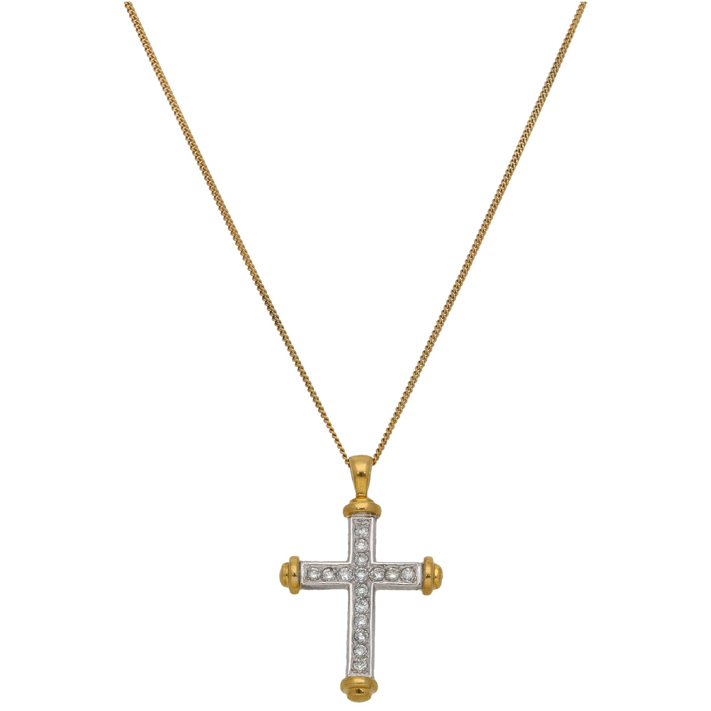 18ct Gold 0.48ct Diamond Cross Pendant With Chain