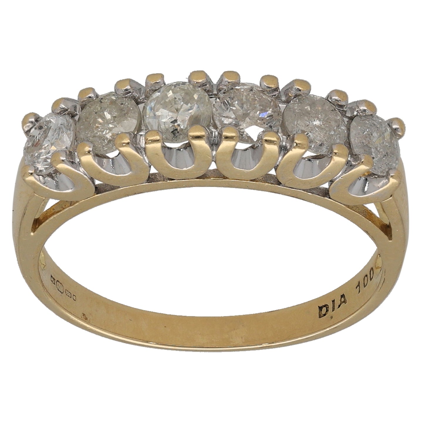 18ct Gold 1.00ct Diamond Half Eternity Ring Size O