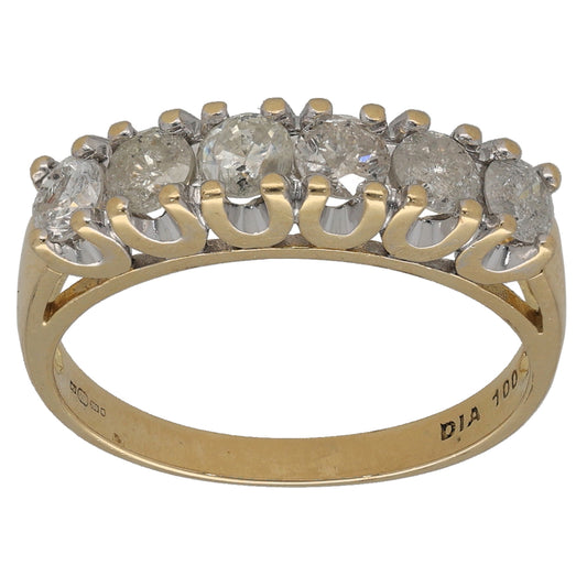 18ct Gold 1.00ct Diamond Half Eternity Ring Size O