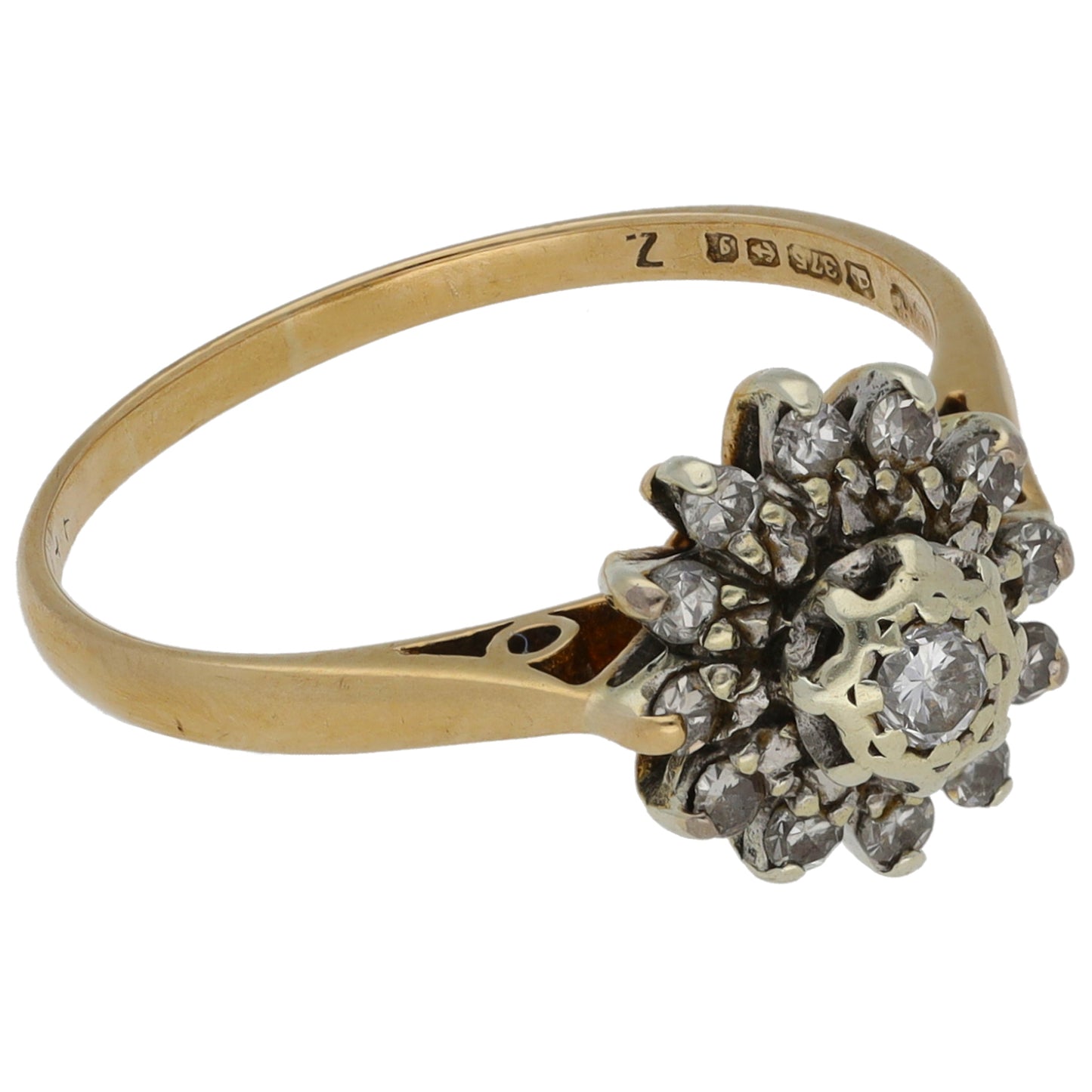 9ct Gold 0.17ct Diamond Cluster Ring Size P