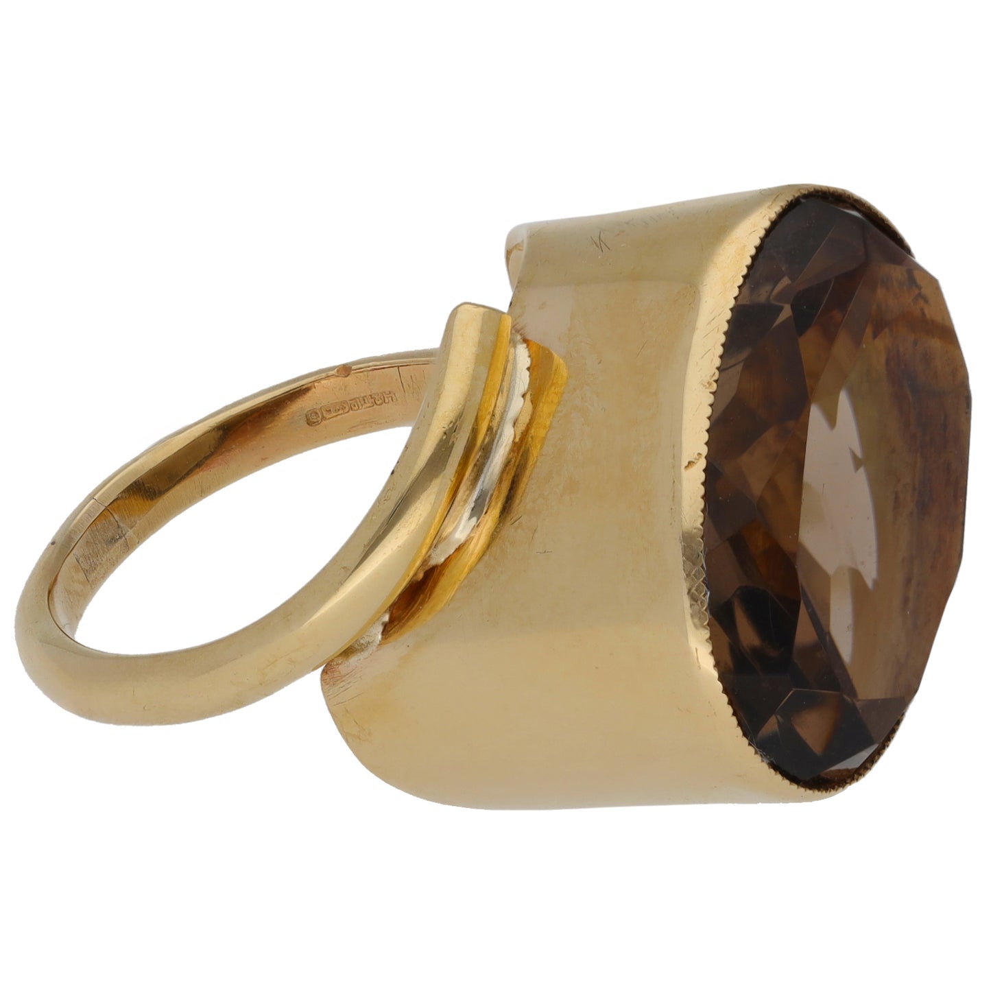 9ct Gold Smoky Quartz Single Stone Ring Size O