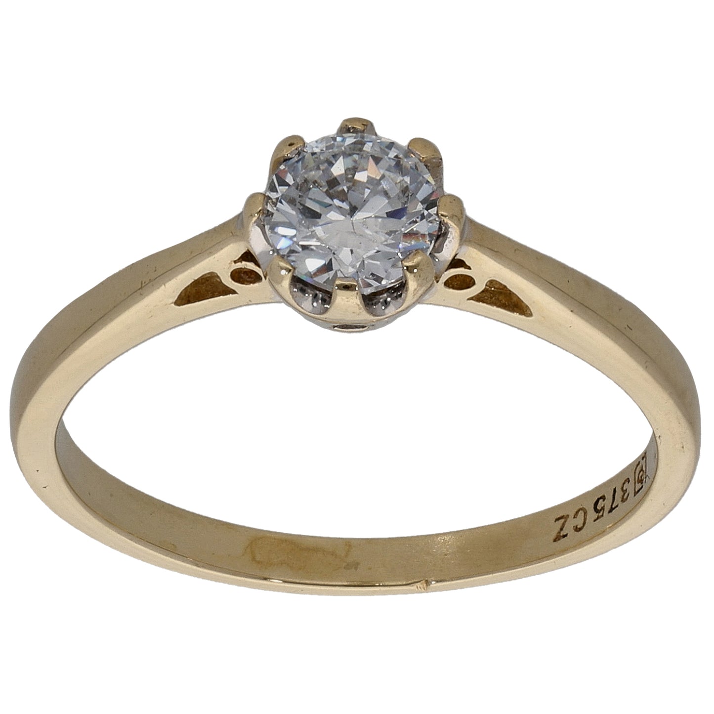 9ct Gold Cubic Zirconia Single Stone Ring Size N