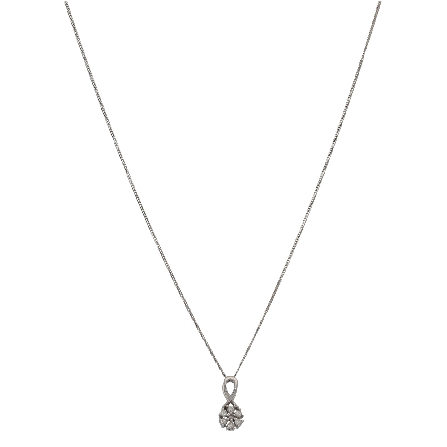 9ct Gold 0.13ct Diamond Cluster Pendant With Chain