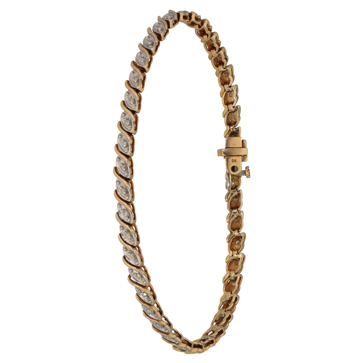 9ct Gold 0.20ct Diamond Fancy Stone Set Bracelet