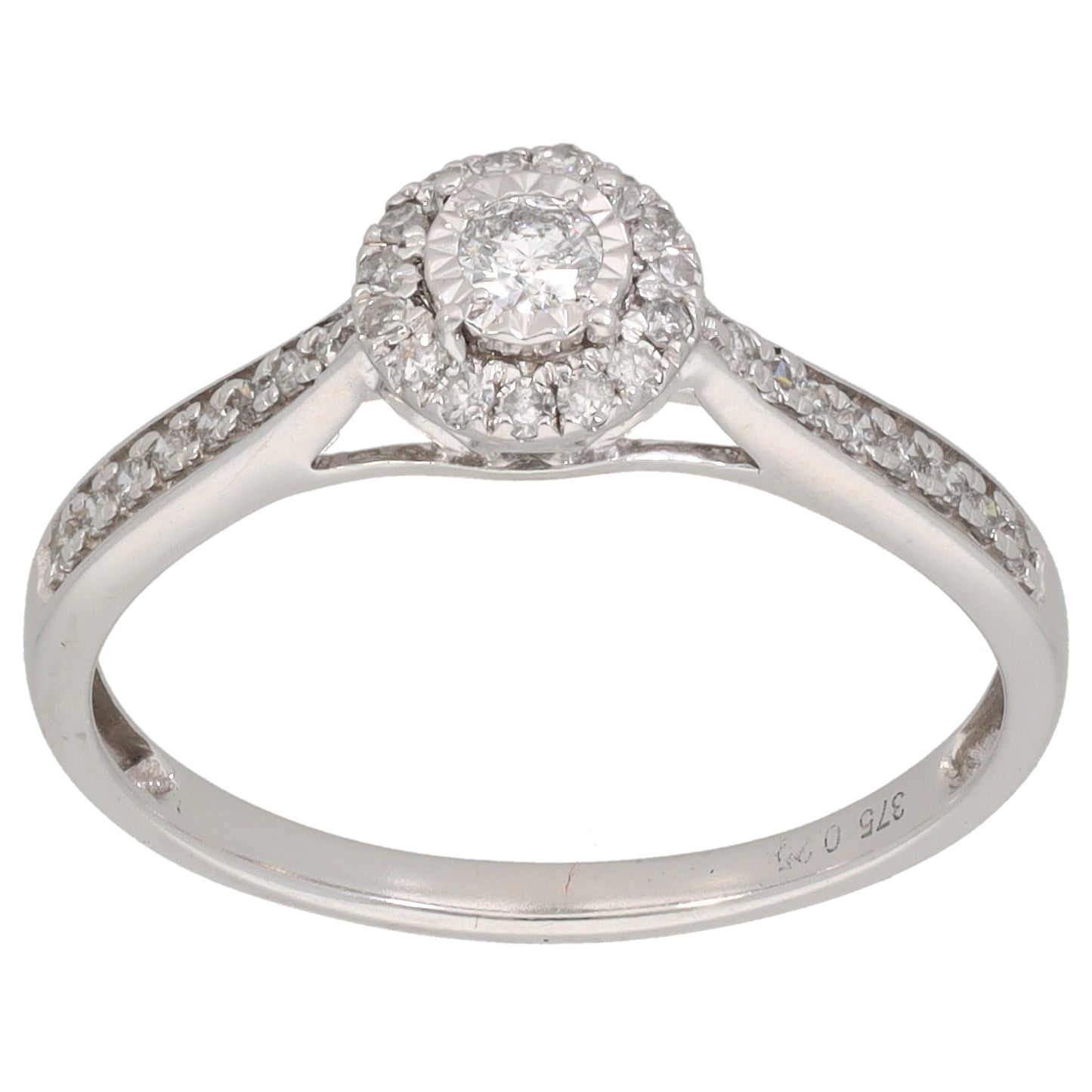 9ct White Gold 0.25ct Diamond Cluster Ring Size P