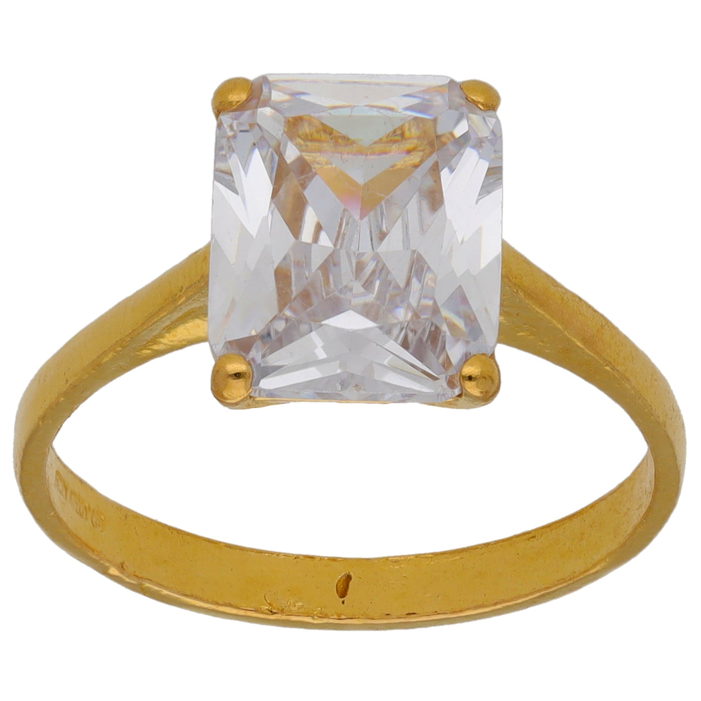22ct Gold Cubic Zirconia Single Stone Ring Size N