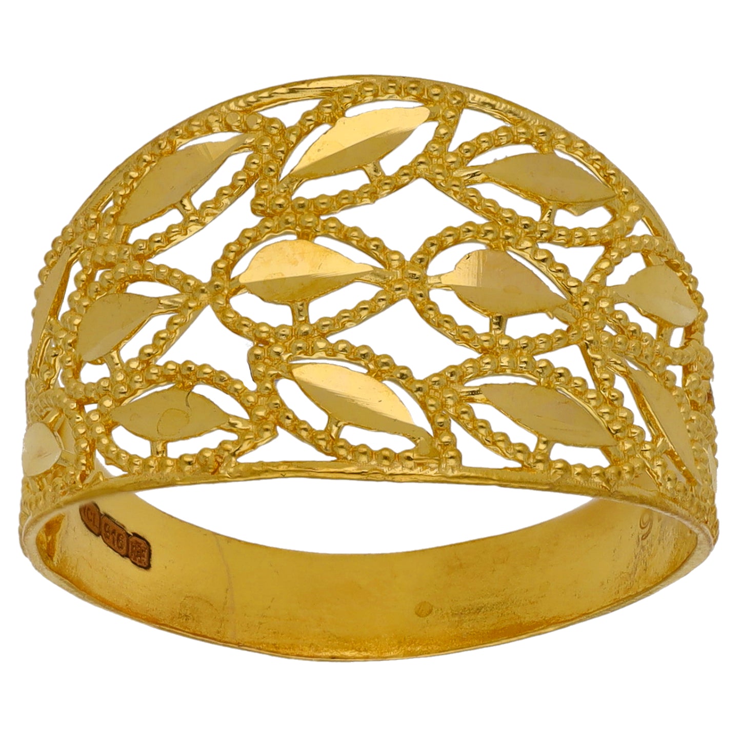 New 22ct Gold Petal Patterned Ring Sizes N-R