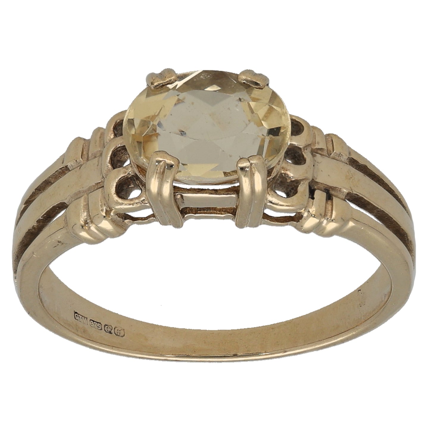 9ct Gold Citrine Single Stone Ring Size N