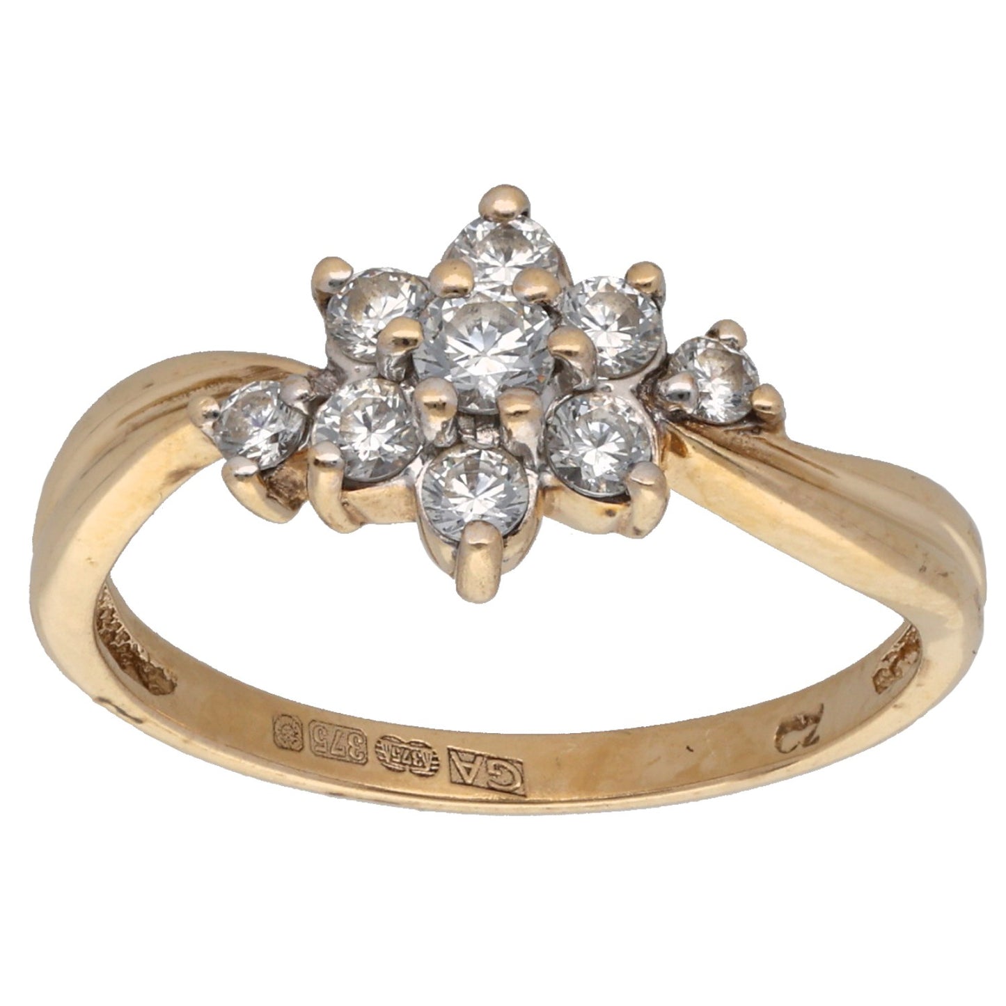 9ct Gold Cubic Zirconia Dress/Cocktail Ring Size O