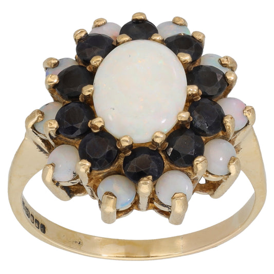 9ct Gold Opal & Sapphire Dress/Cocktail Ring Size P