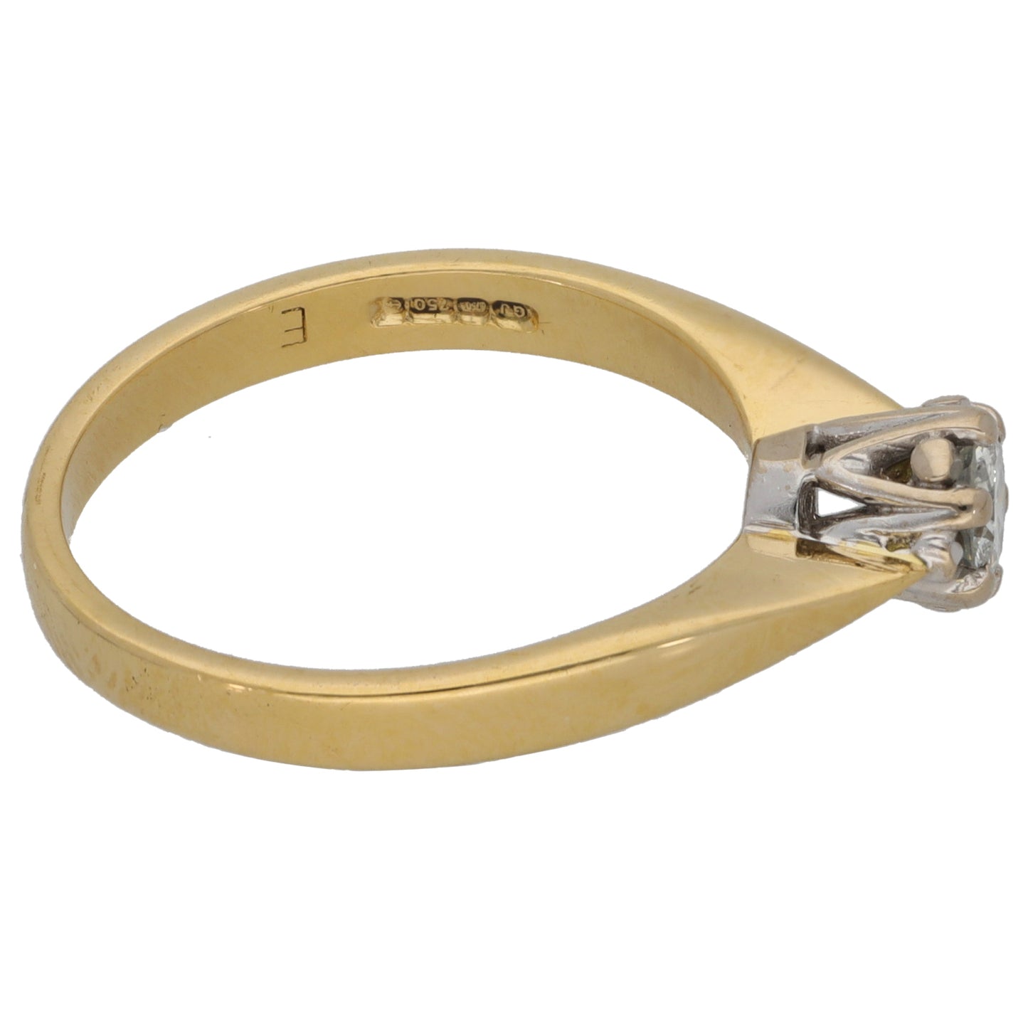 18ct Gold 0.33ct Diamond Solitaire Ring Size O