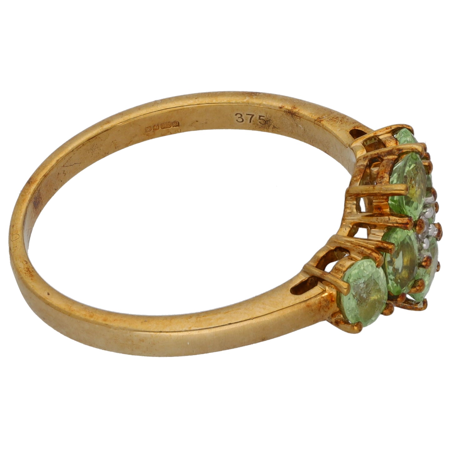 9ct Gold Tourmaline & Imitation Gems Dress/Cocktail Ring Size P