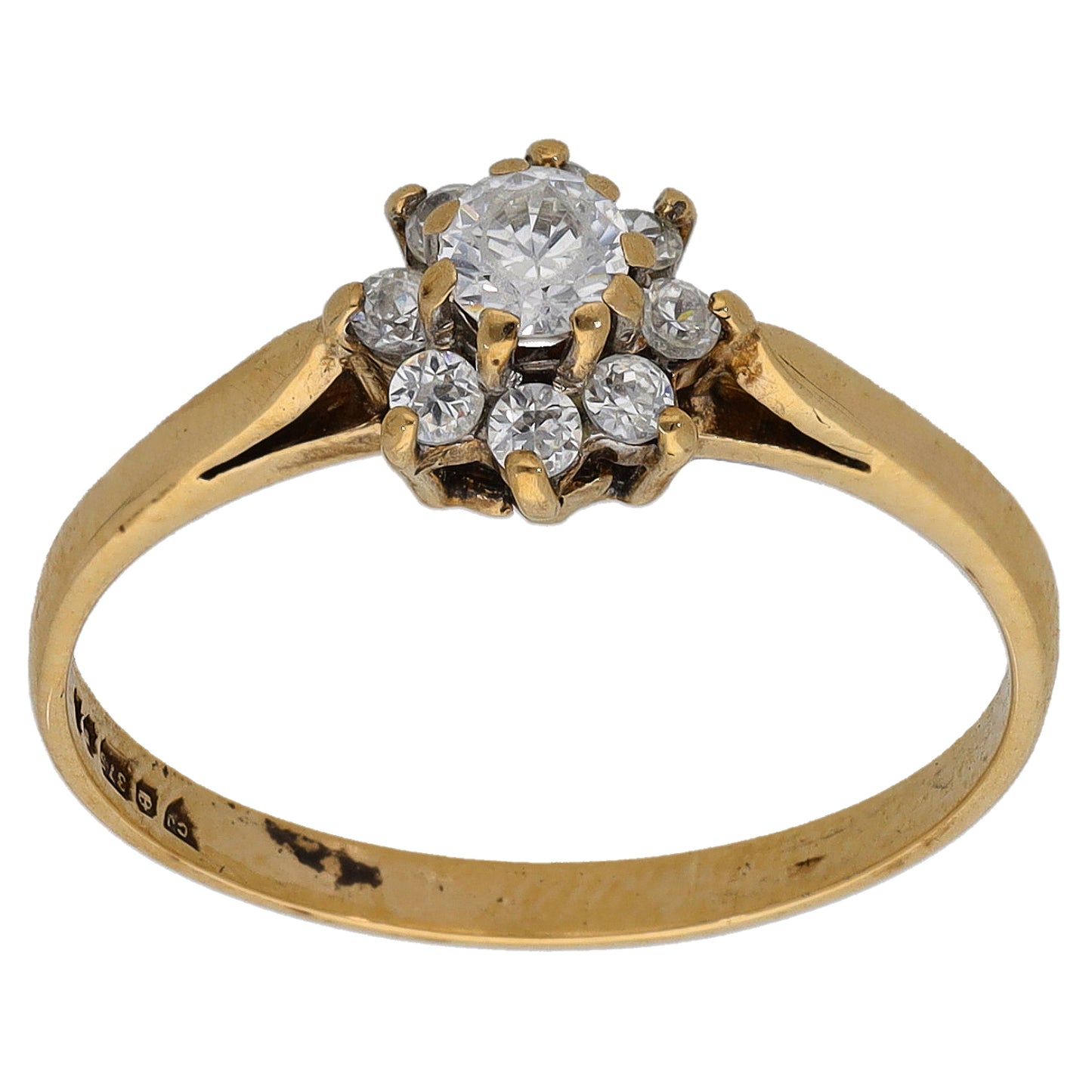 9ct Gold Cubic Zirconia Cluster Ring Size O