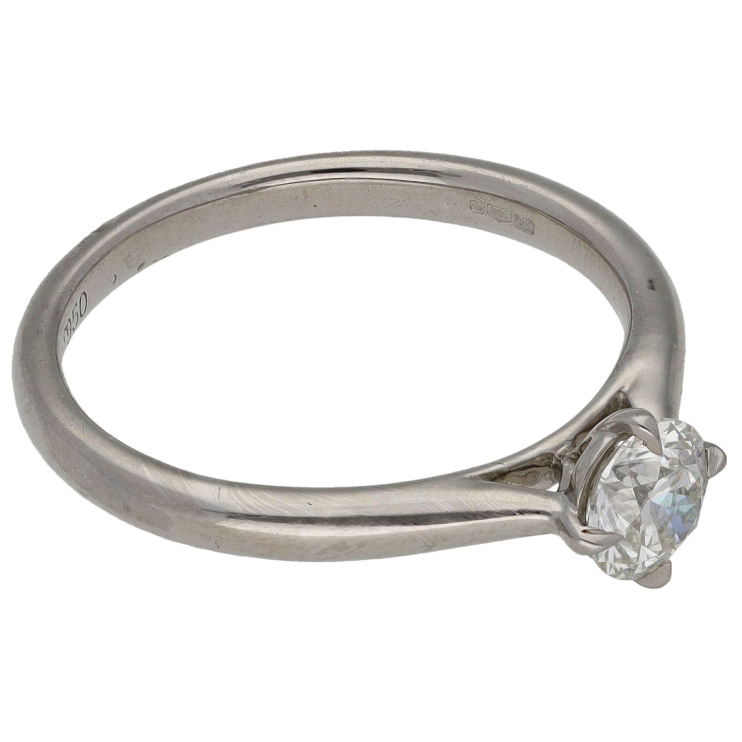 Platinum 0.45ct Diamond Solitaire Ring Size L