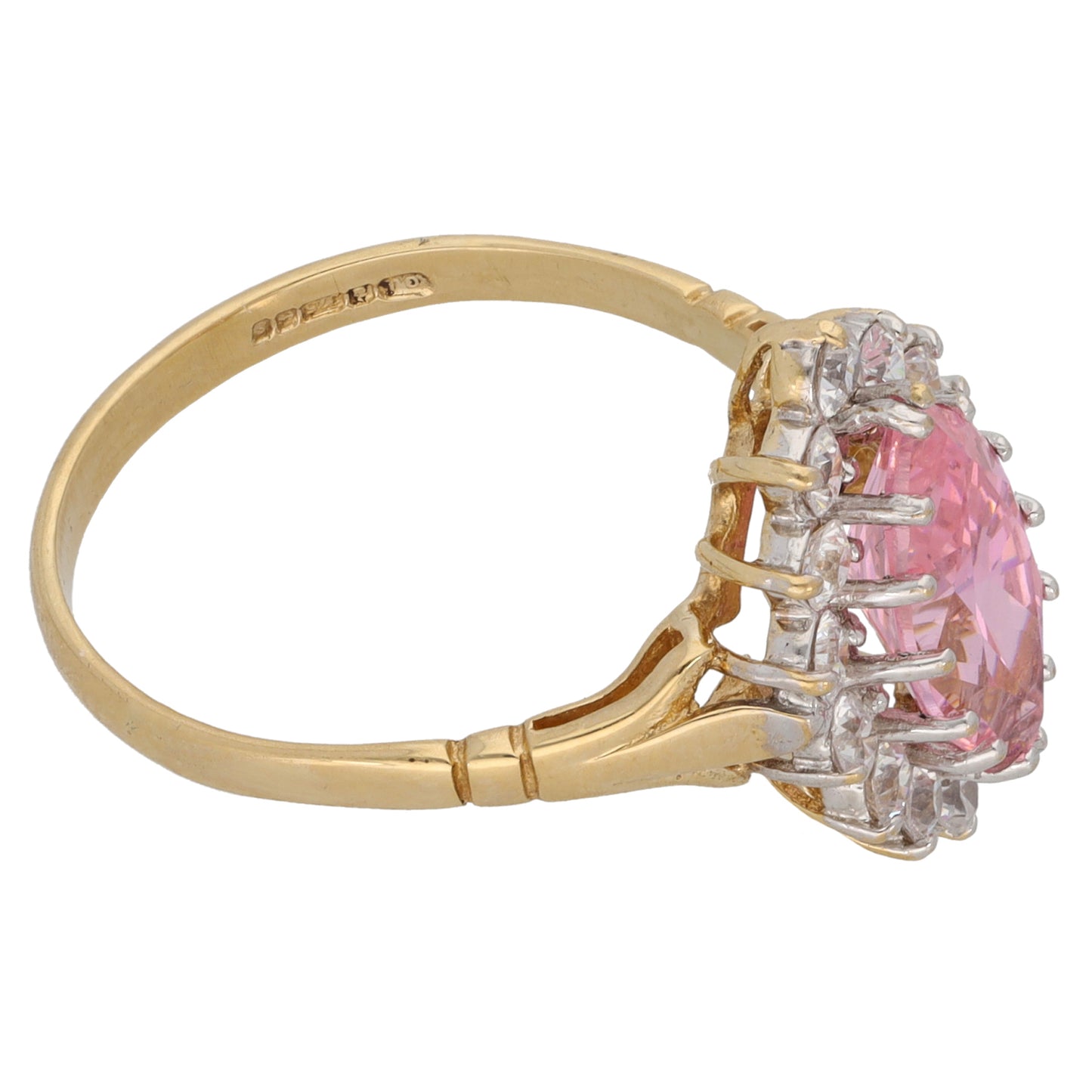 9ct Gold Cubic Zirconia Dress/Cocktail Ring Size Q
