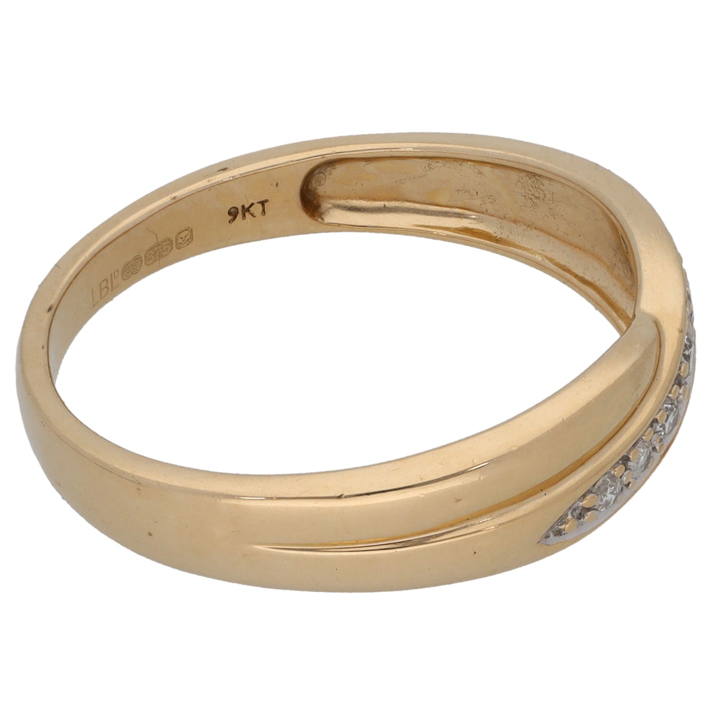 9ct Gold 0.10ct Diamond Half Eternity Ring Size S