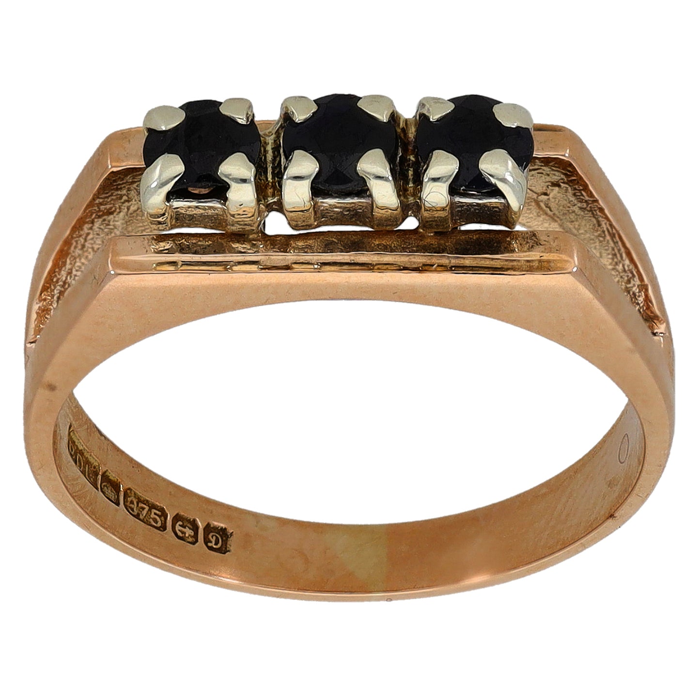 9ct Gold Sapphire Trilogy Ring Size M