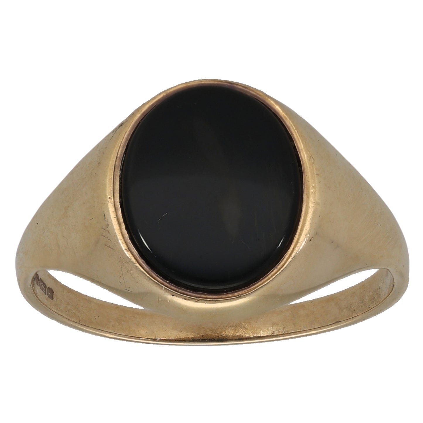 9ct Gold Onyx Single Stone Signet Ring Size S