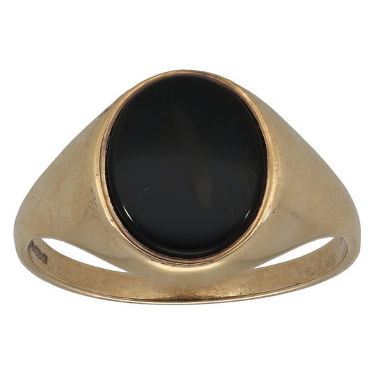 9ct Gold Onyx Single Stone Signet Ring Size S