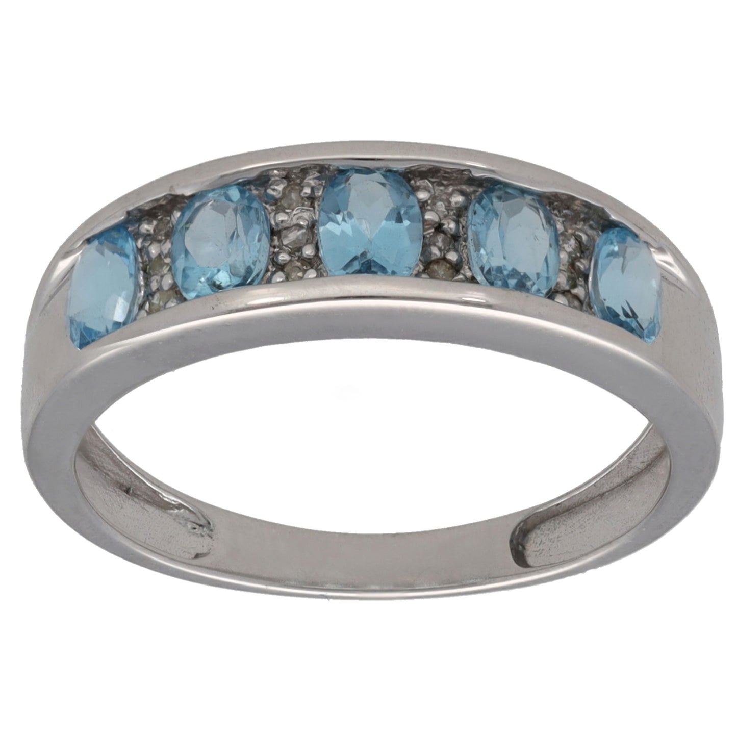 9ct White Gold Topaz & 0.06ct Diamond Dress/Cocktail Ring Size P