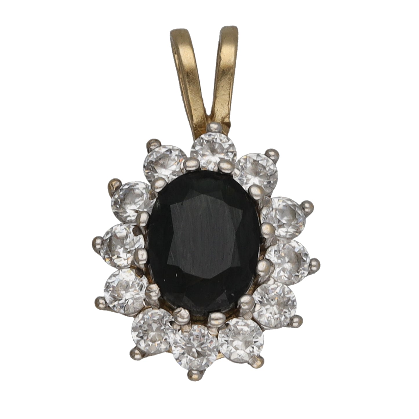 9ct Gold Sapphire & Cubic Zirconia Cluster Pendant