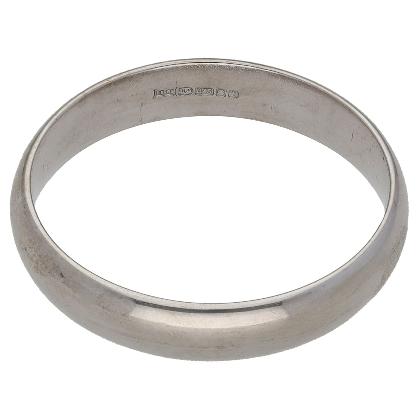 9ct White Gold Plain Wedding Ring Size T