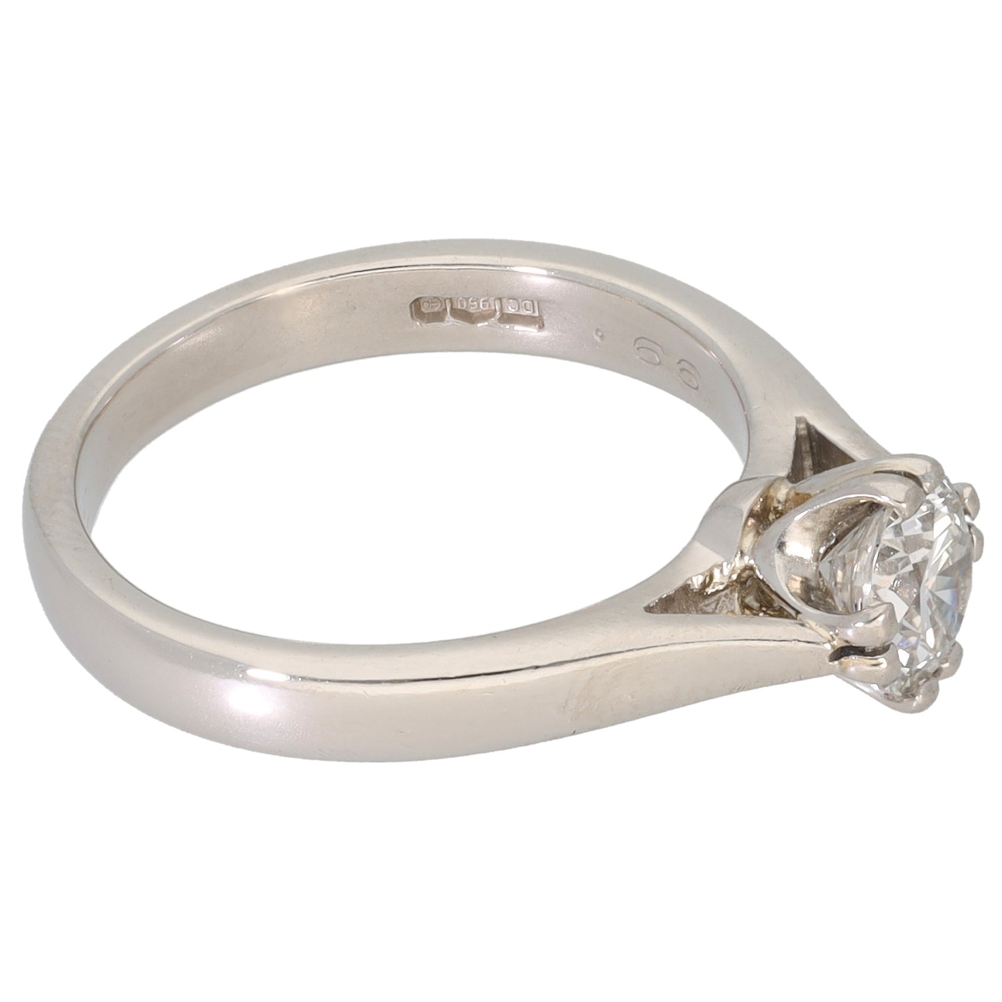 Platinum 0.66ct Diamond Solitaire Ring Size K