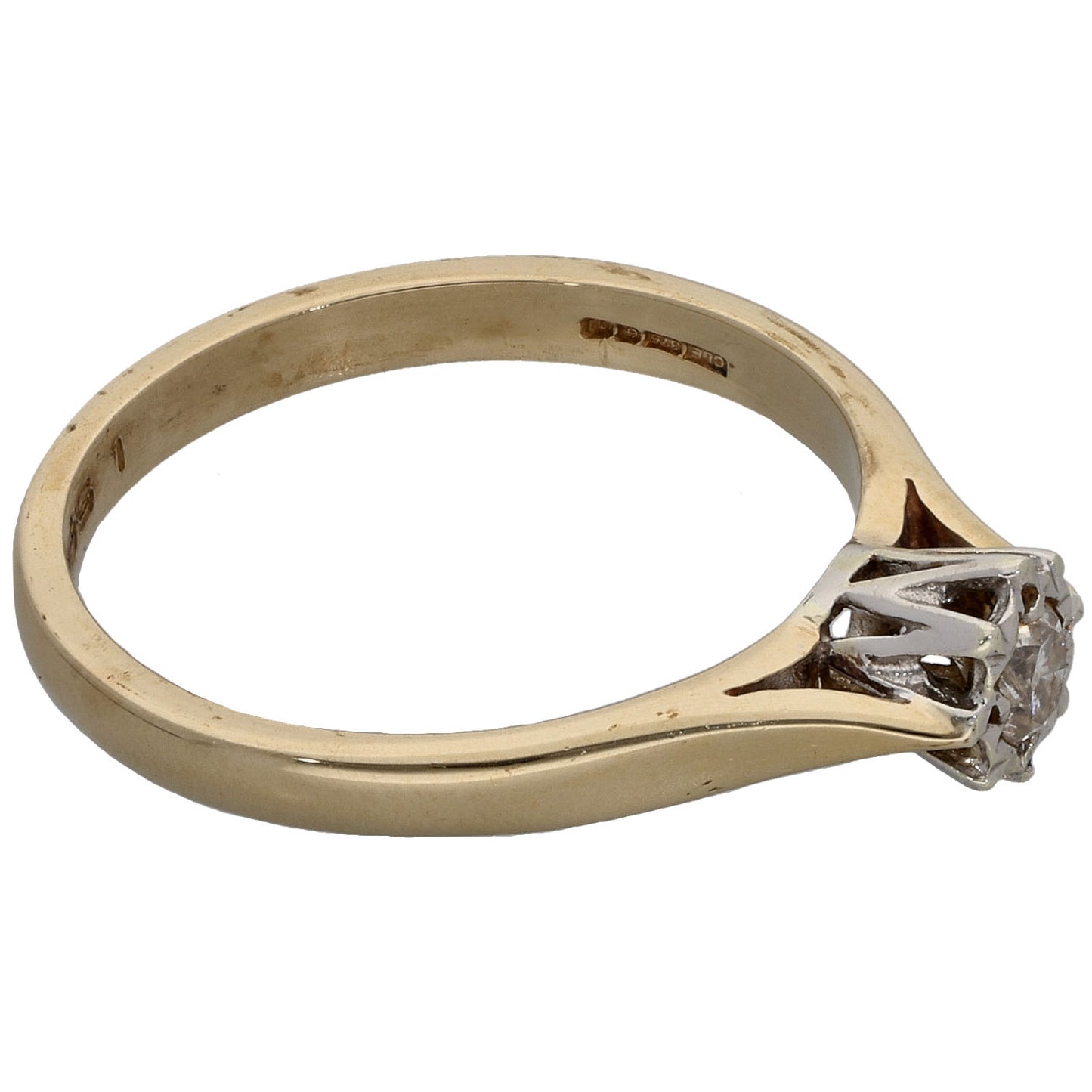 9ct Gold 0.15ct Diamond Solitaire Ring Size N