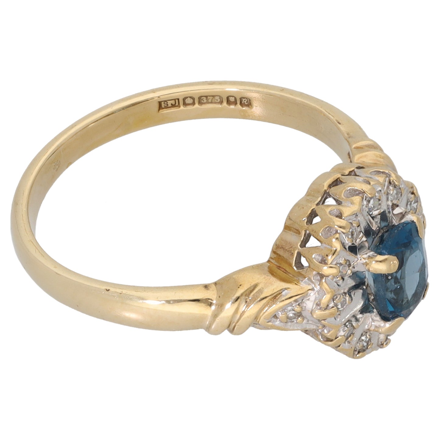 9ct Gold Topaz & 0.07ct Diamond Dress/Cocktail Ring Size M