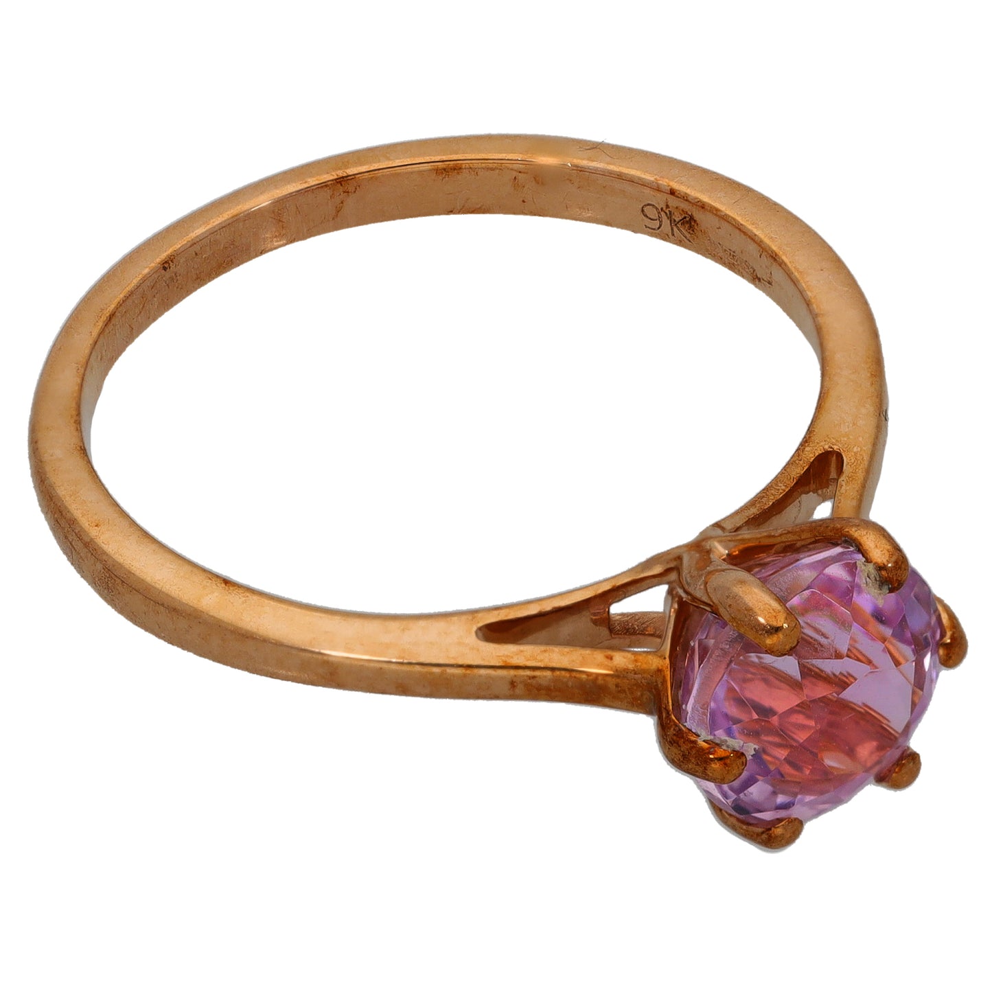 9ct Rose Gold Kunzite Single Stone Ring Size M
