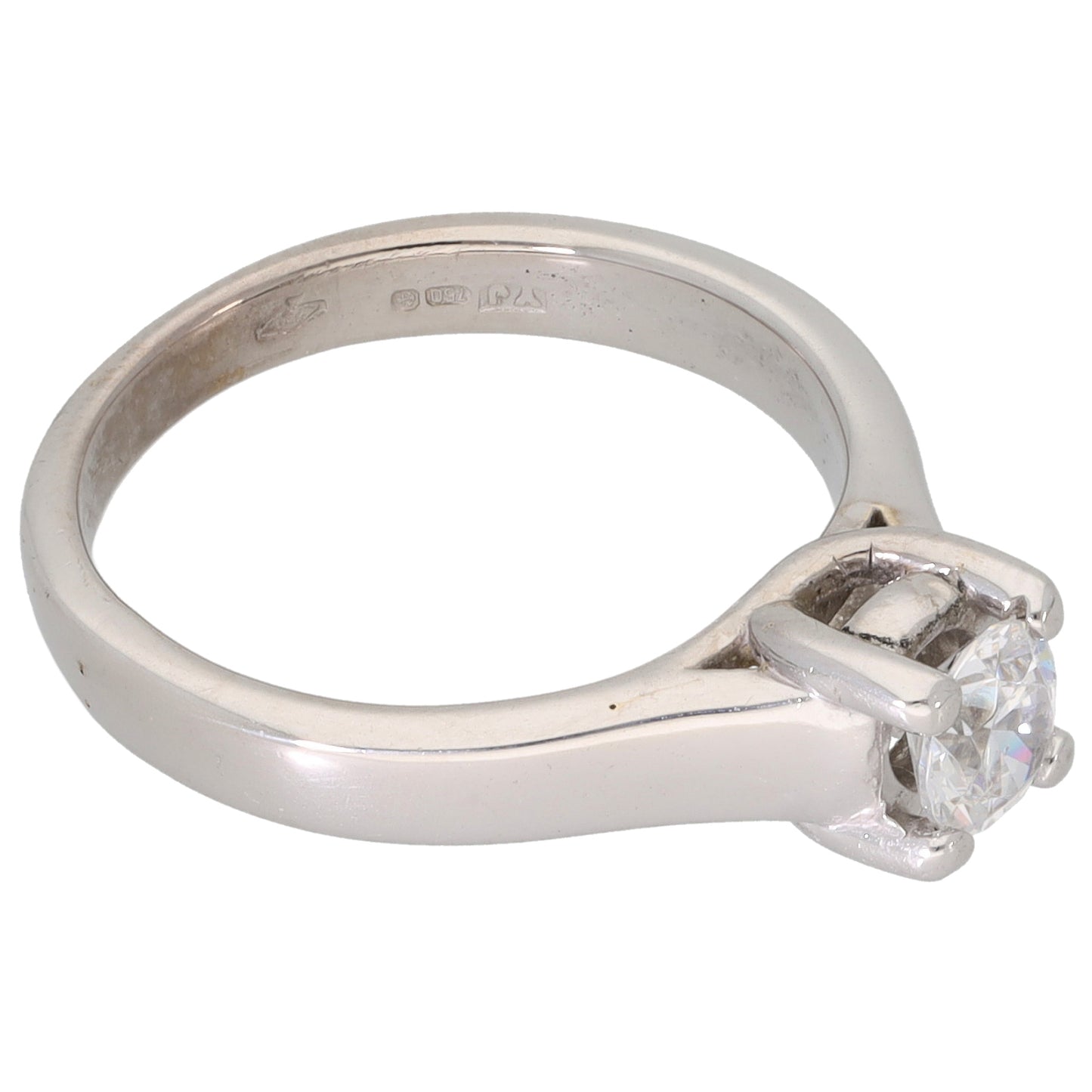 18ct White Gold Cubic Zirconia Single Stone Ring Size K