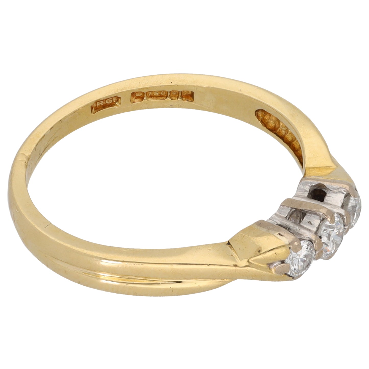 18ct Gold 0.20ct Diamond Trilogy Ring Size N