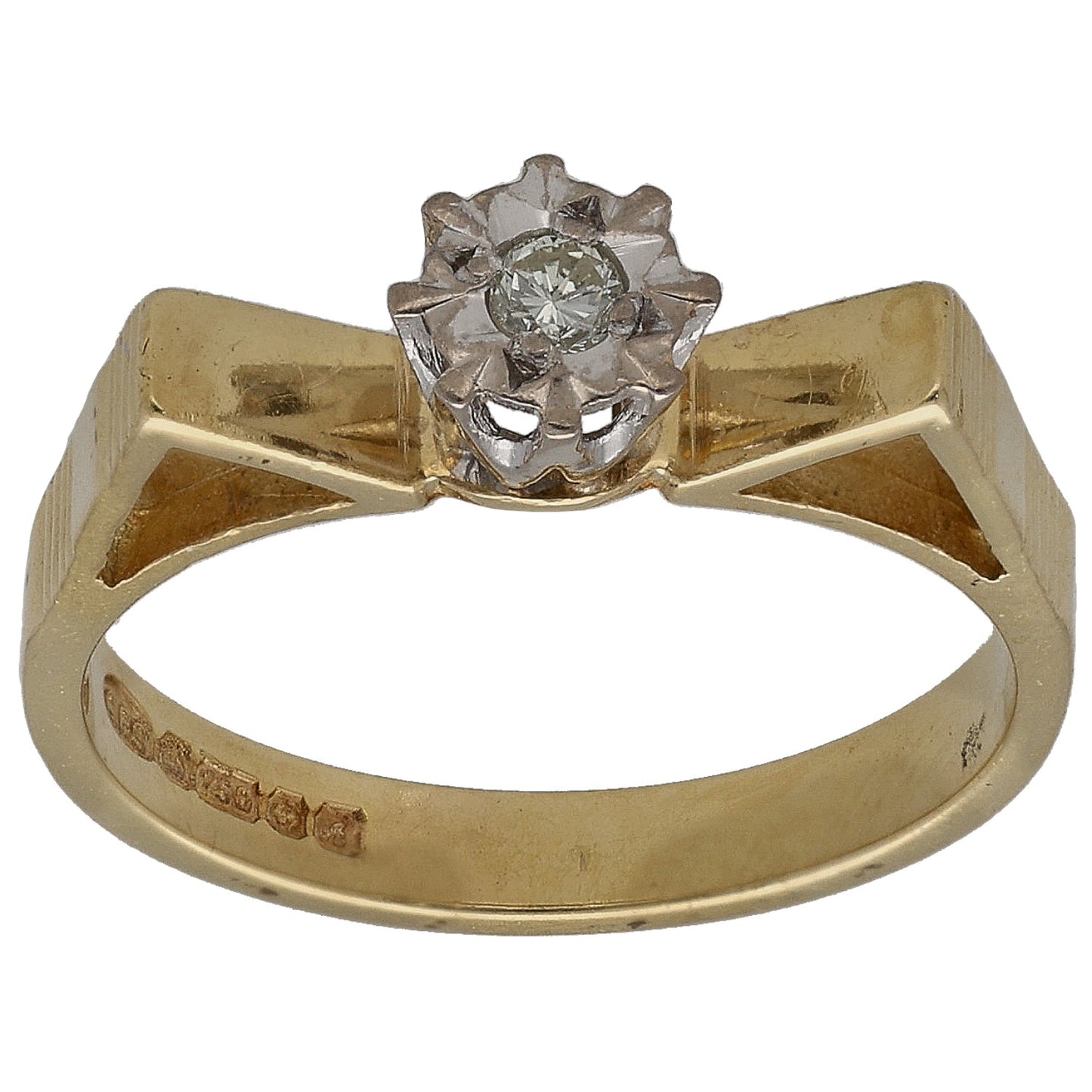 18ct Gold 0.05ct Diamond Solitaire Ring Size K