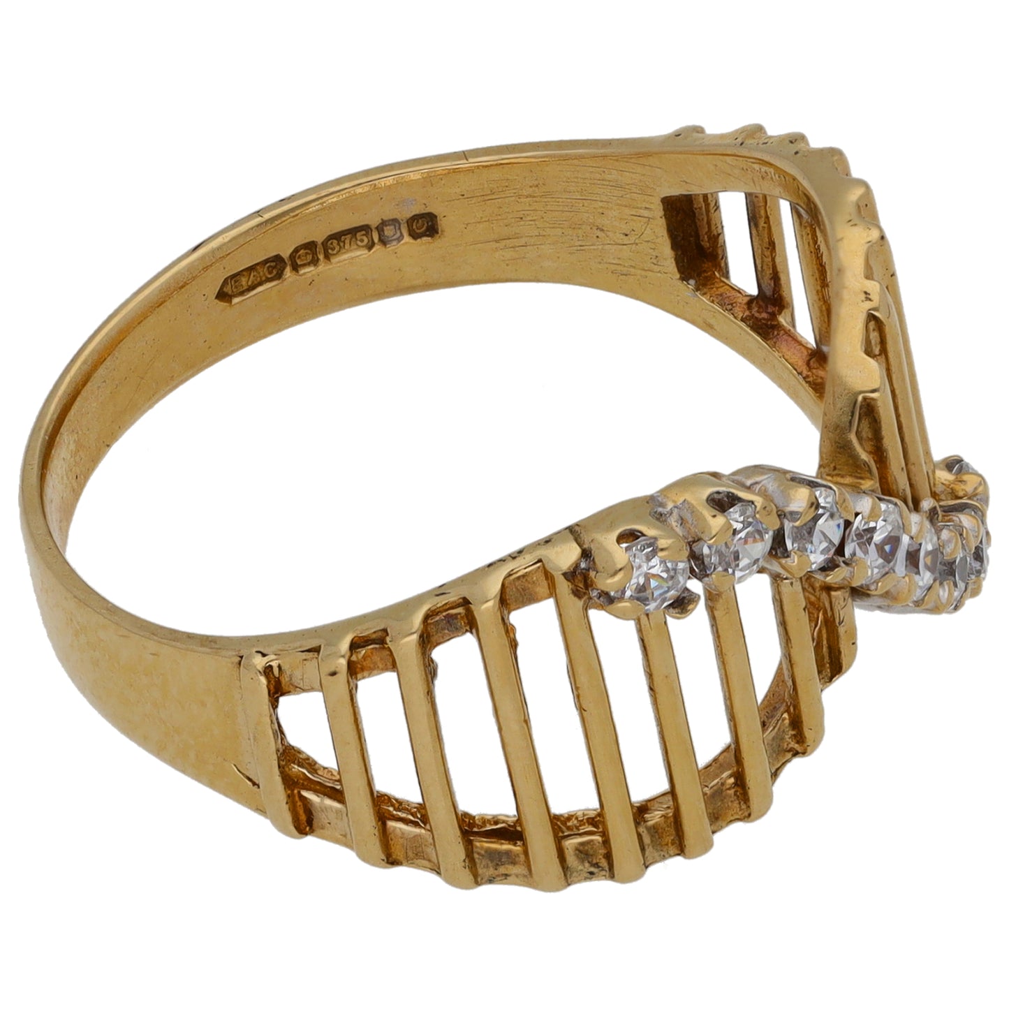 9ct Gold Cubic Zirconia Dress/Cocktail Ring Size T