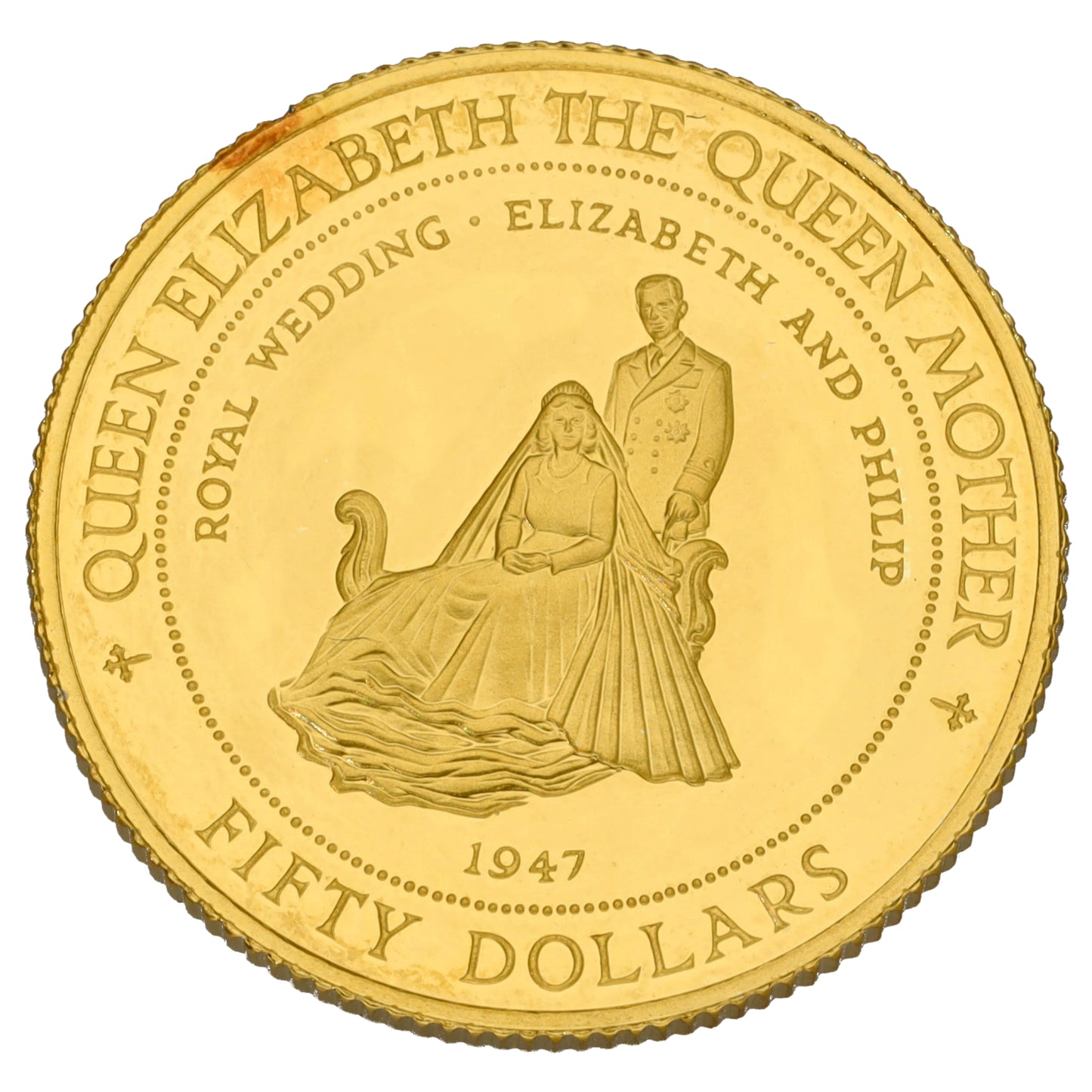 14ct Gold Jamaica The Queen Mother 50 Dollars 1995