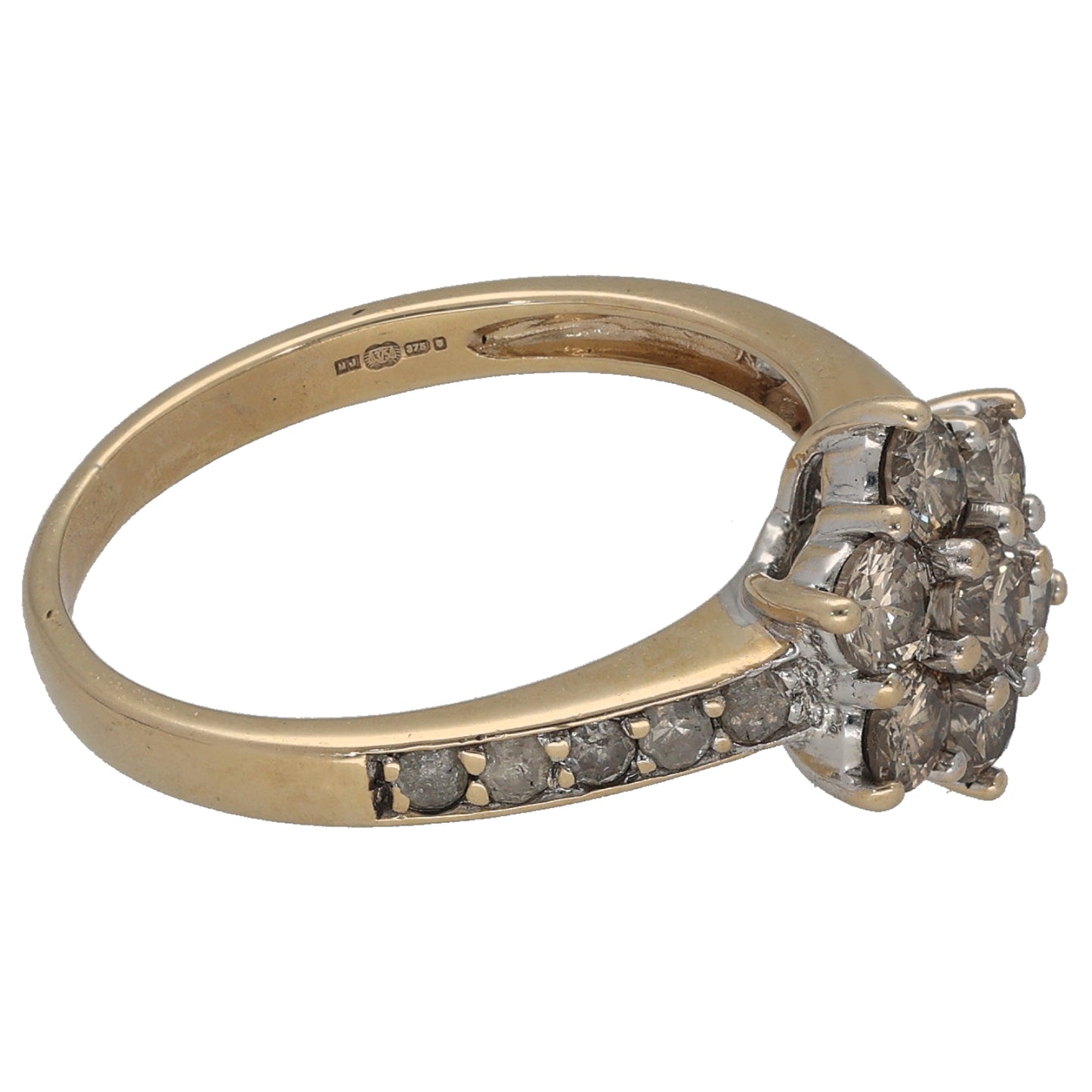 9ct Gold 1.00ct Diamond Cluster Ring Size N