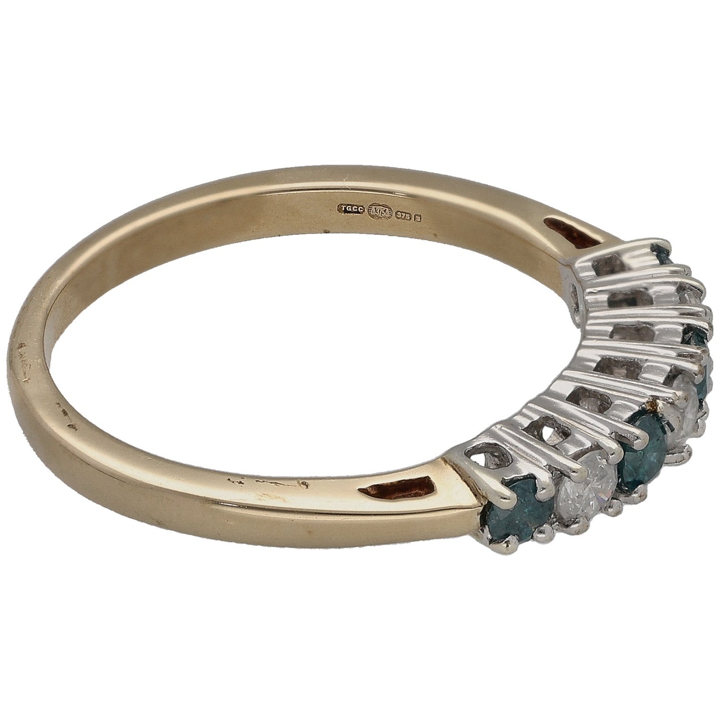 9ct Gold 0.49ct Diamond Half Eternity Ring Size P