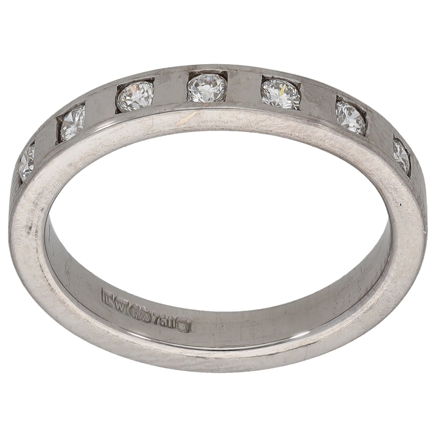 18ct White Gold 0.14ct Diamond Half Eternity Ring Size L