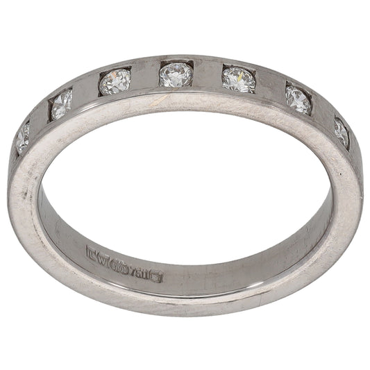 18ct White Gold 0.14ct Diamond Half Eternity Ring Size L