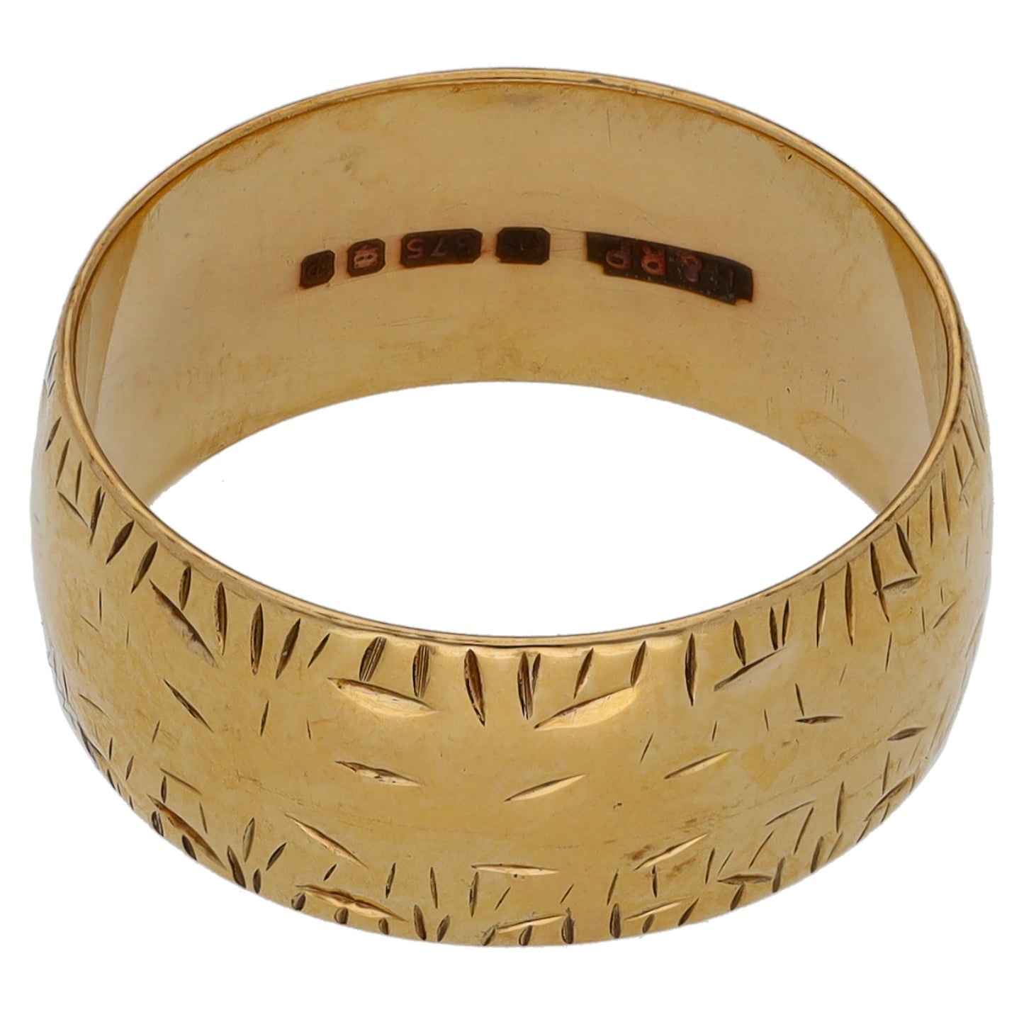 9ct Gold Patterned Wedding Ring Size K