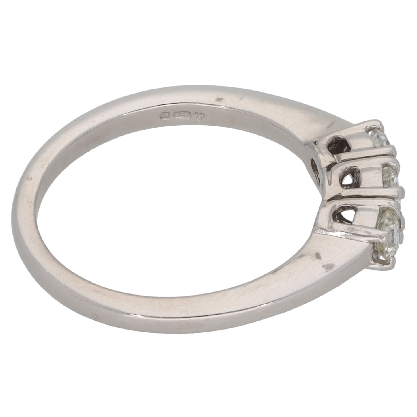 18ct White Gold 0.33ct Diamond Trilogy Ring Size M