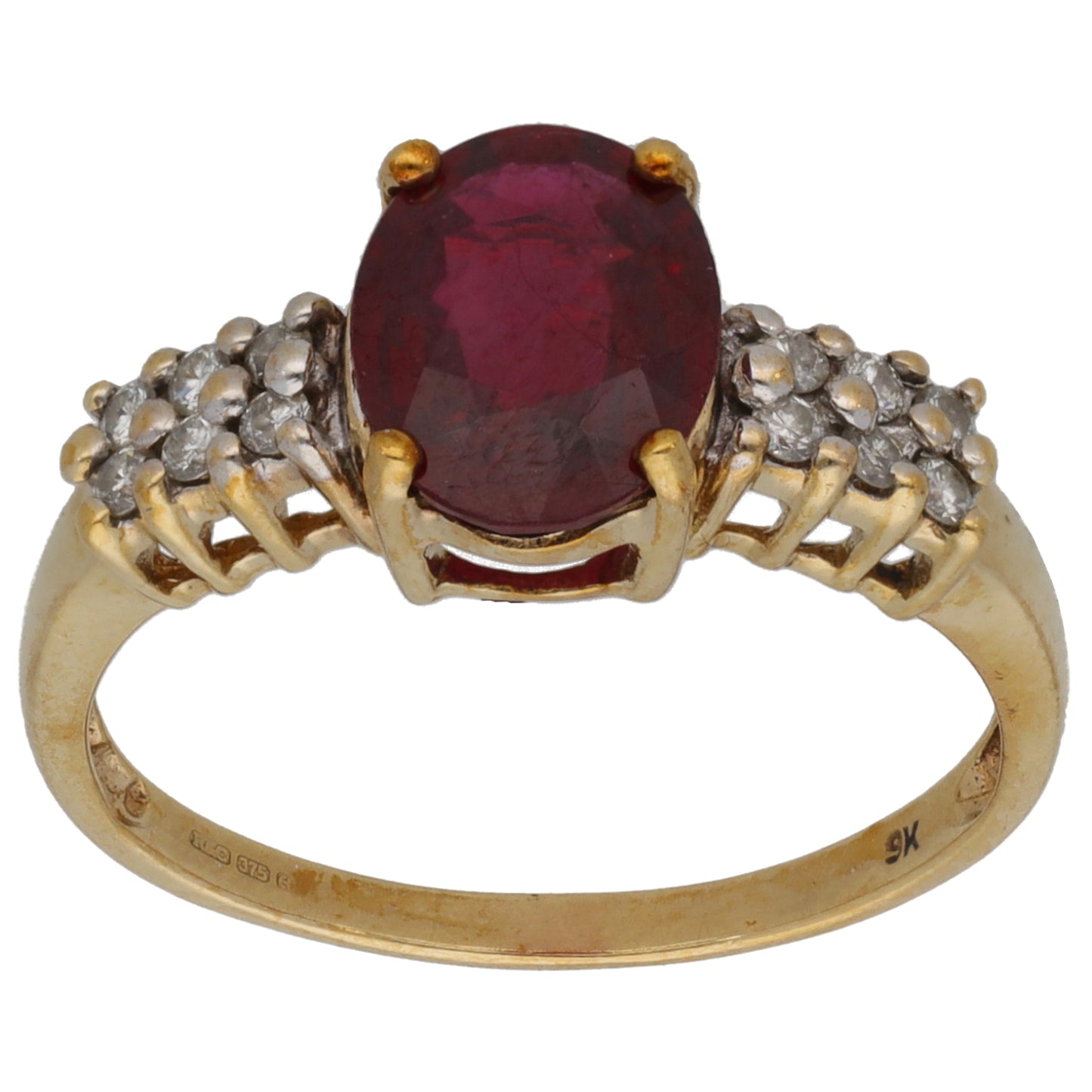 9ct Gold 0.12ct Diamond & Ruby Dress/Cocktail Ring Size M