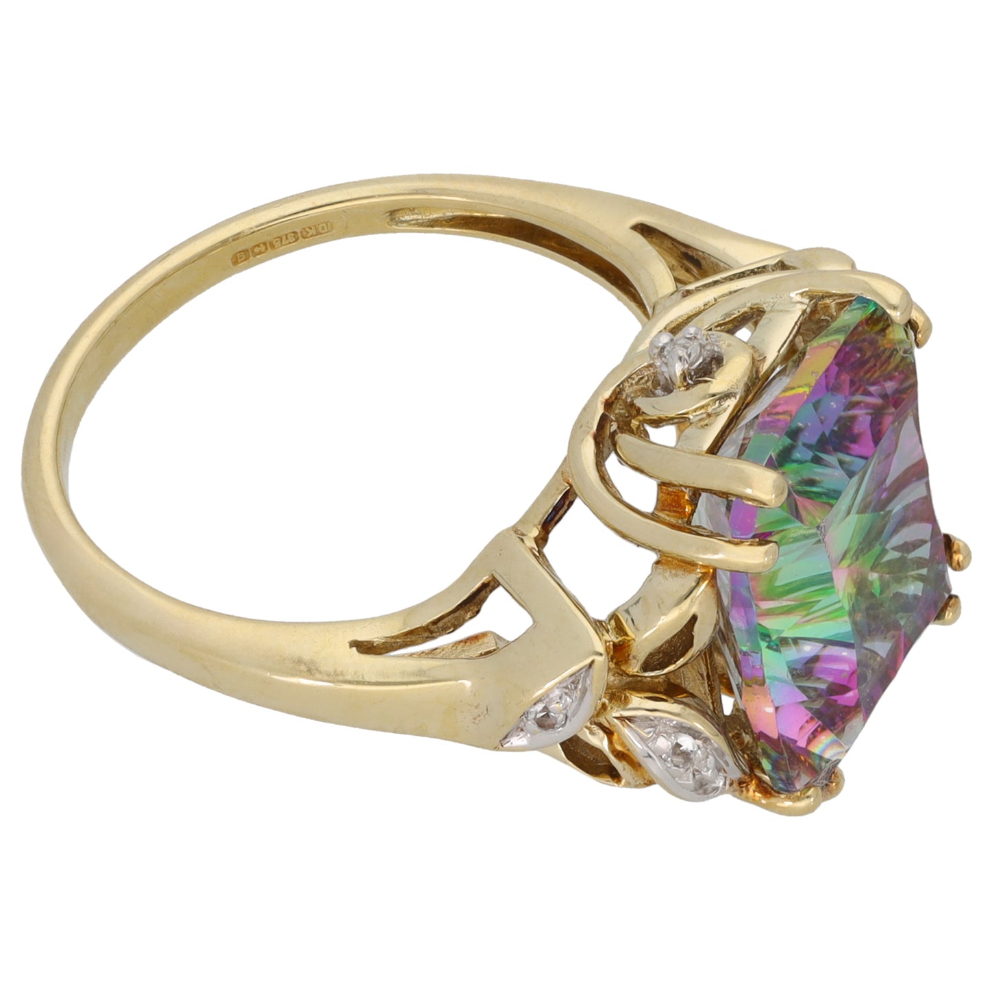 9ct Gold Coated Topaz & White Topaz Dress/Cocktail Ring Size N